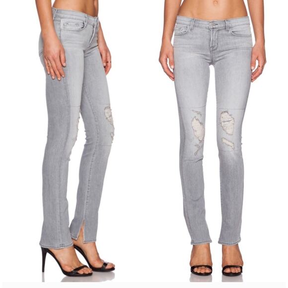 J BRAND Mid Rise RAIL Woman Distressed In Sweet Gray Wash Jeans Size 27 - Picture 2 of 7